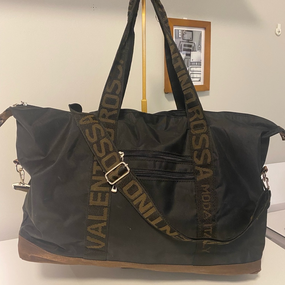 Valentino Rossa Black and Brown Travel Tote Bag with Crossbody - Picture 3 of 14